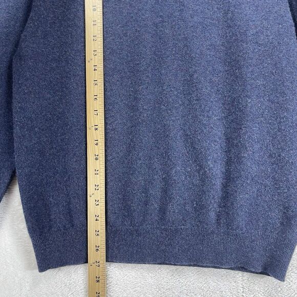 Tasso Elba Navy Blue Sweater Mens M Fine Cashmere V Neck Preppy Academia - Picture 5 of 6